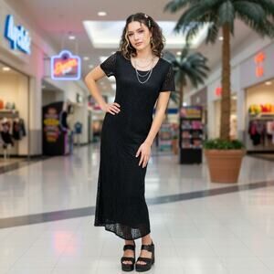 Jessica Howard Black Lace Maxi Dress | Size 8 | Made in USA